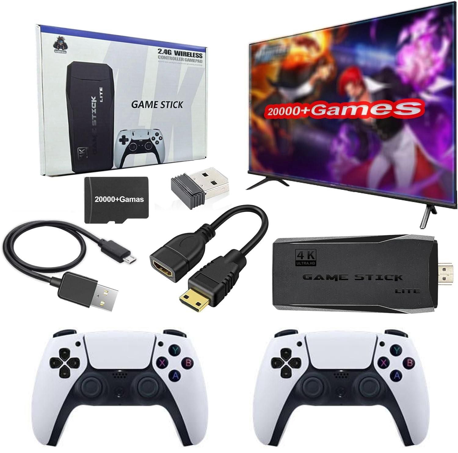 Retro Game Console (2025) – 20,000+ Games | Plug & Play | 4K HDMI | 2 Wireless Controllers (64GB)