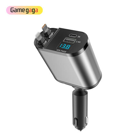 A X11 Car Charging 120W Super Fast Rereactable Cable 4 in 1 Retractable Phone Car Charging Multi- charging Ports