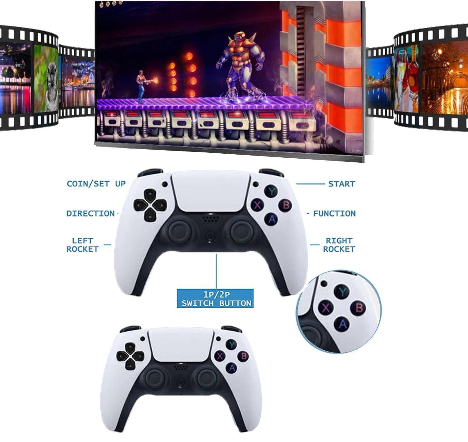 Retro Game Console (2025) – 20,000+ Games | Plug & Play | 4K HDMI | 2 Wireless Controllers (64GB)