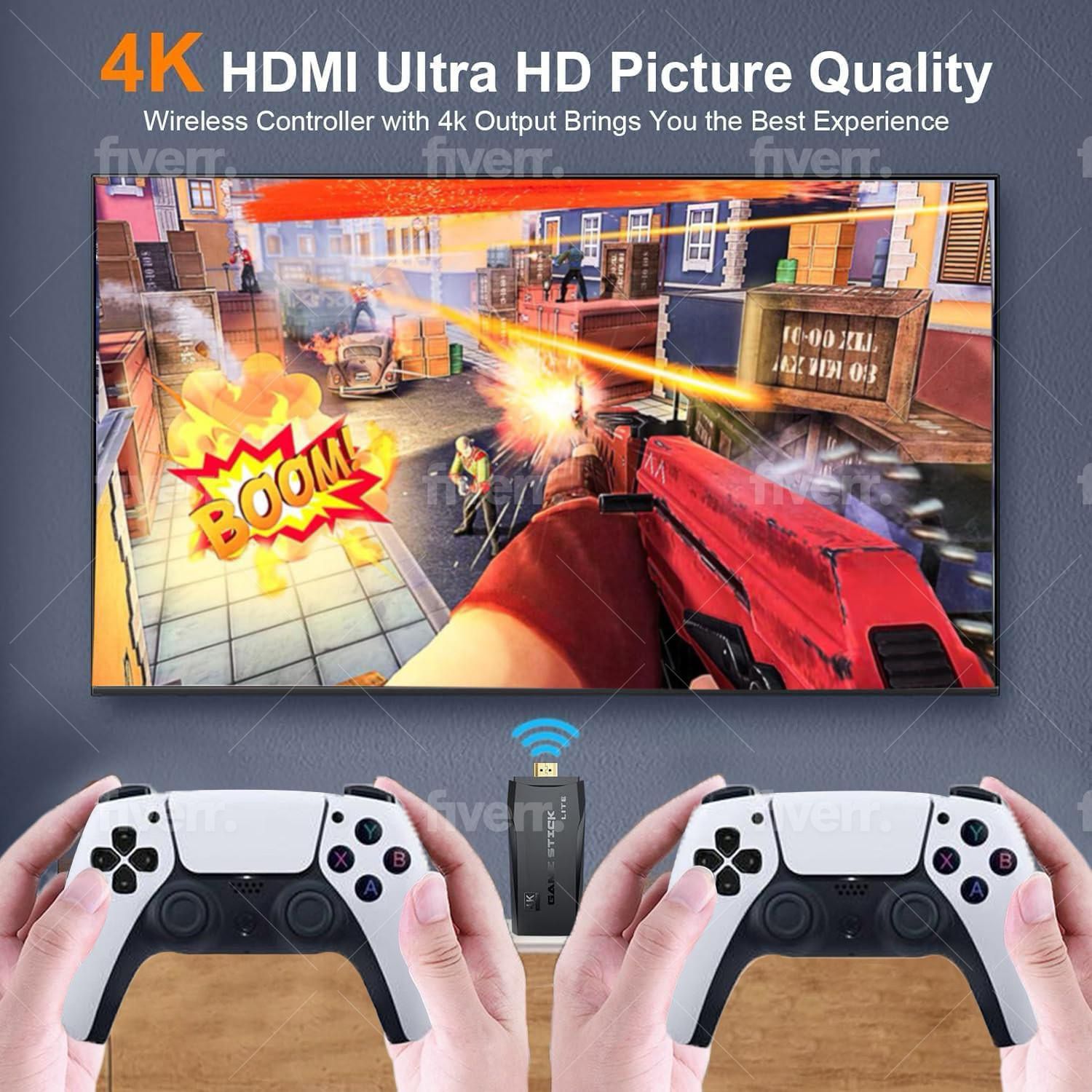 Retro Game Console (2025) – 20,000+ Games | Plug & Play | 4K HDMI | 2 Wireless Controllers (64GB)