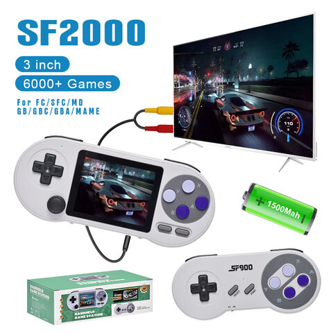 SF2000 Handheld Game Player 3 inch Screen Mini Portable Gaming Console Built-in 6000 Retro Games Support AV Output